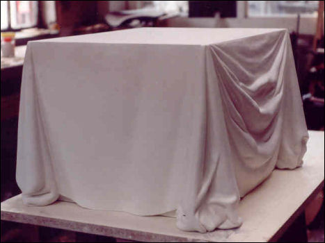 Cloth Draped Statue Plinths - One of two bespoke carvings for an American Client by Jose Sarabia