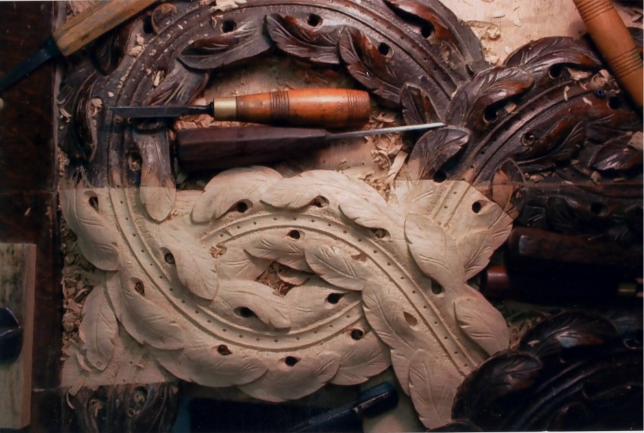Close Up View Of Oak Stair Panel Restoration. - oak panel stair restoration