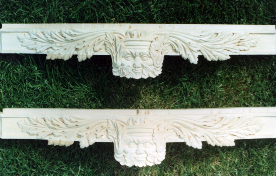 Close up of front frame carving - seat frame carving