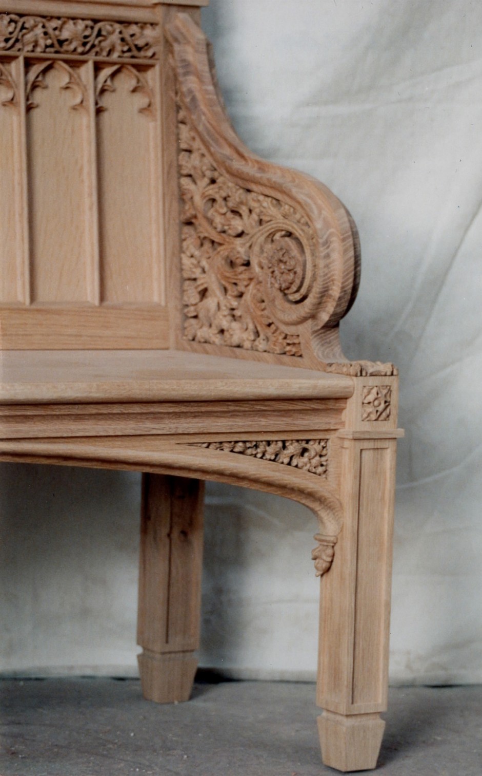 Close up showing bench arm detail - bench arm victorian