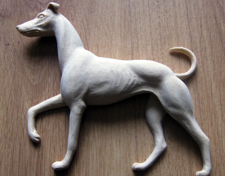 Dog Centrepiece In Wood With Alternate Lighting - dog centrepiece, wood  carving