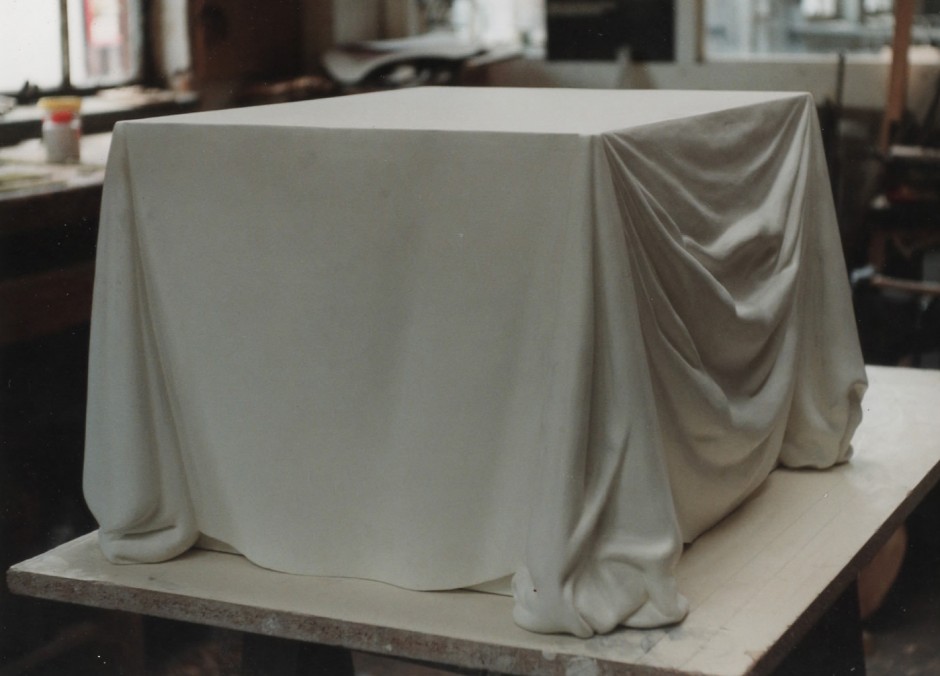 Draped Material Plinth In Stone - stone carving plinth
