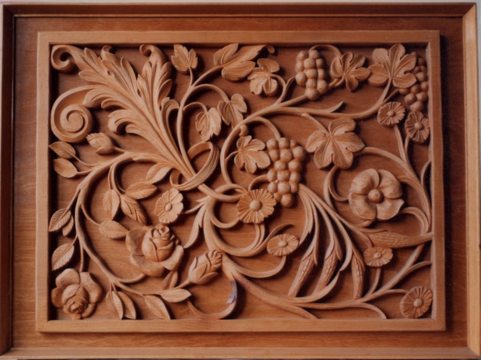 Floral Wall Plaque By Wood Carver Jose Sarabia - floral wall plaque wood carver
