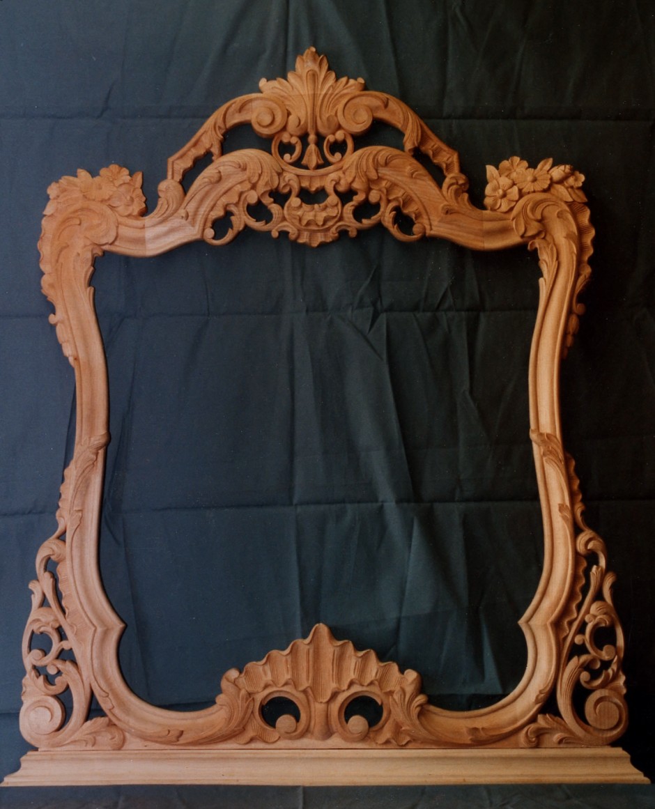 Hand Carved Dresser Mirror In Lime Wood - lime wood dresser mirror