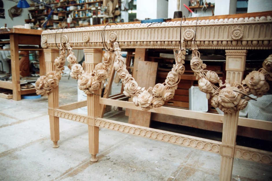 One Of Two Carved Tables - spencer house carved tables jose sarabia