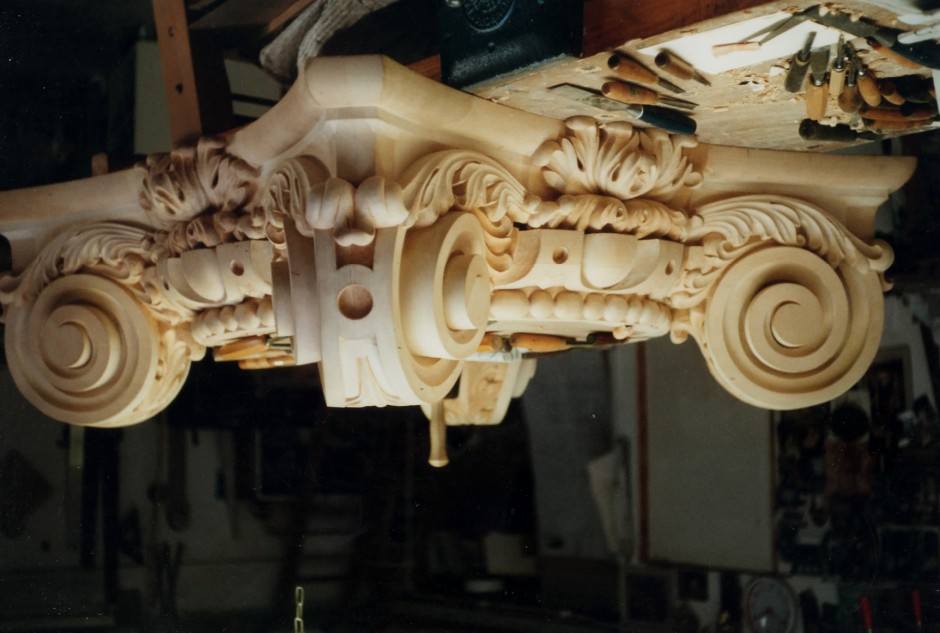 Partially Completed Capital Of The Corinthian Order - Photo Inverted. - corinthian capital