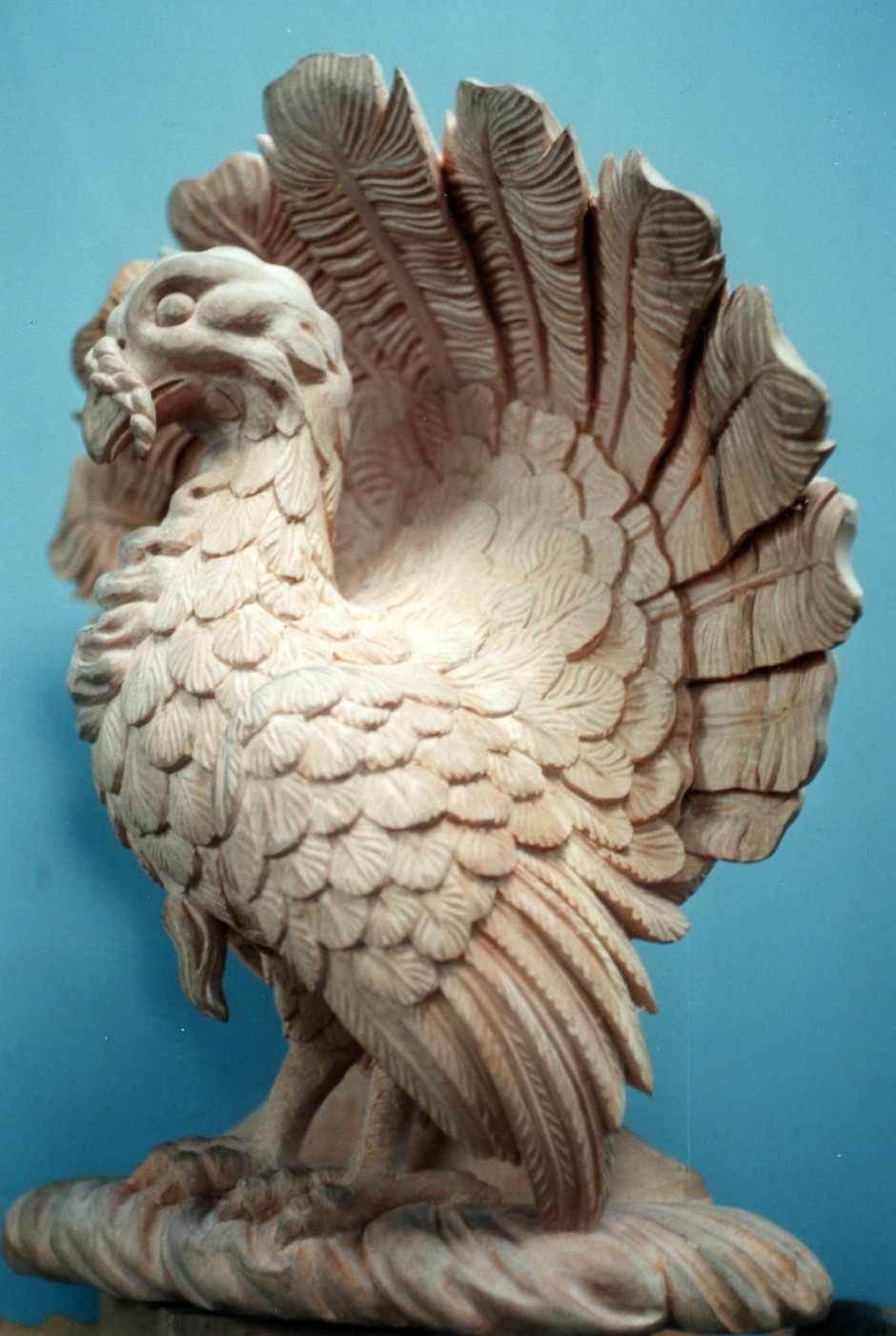 Reproduction Turkey - Three quarter view - turkey wood carving copy