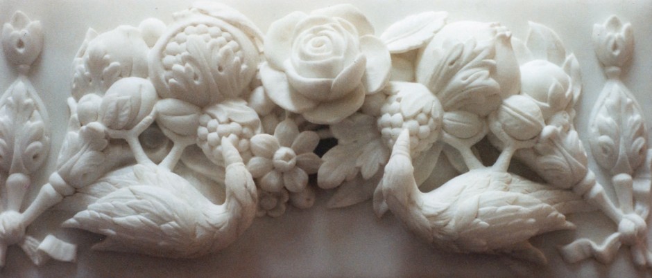 Reverse lit photo to show relief detail - marble flora fauna birs