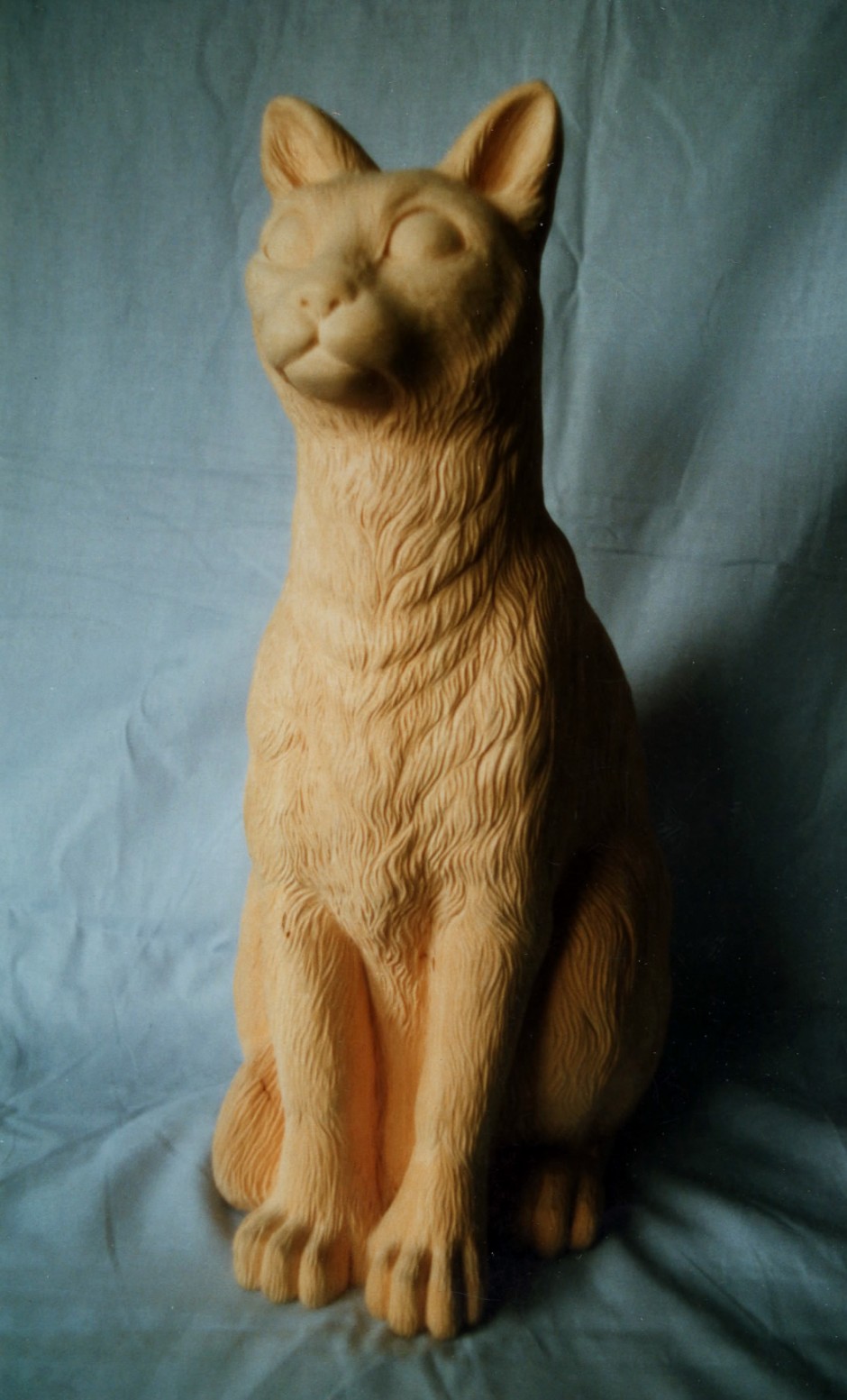 Sitting Cat Carved In Jelluton - cat, sitting cat, stone, original designs