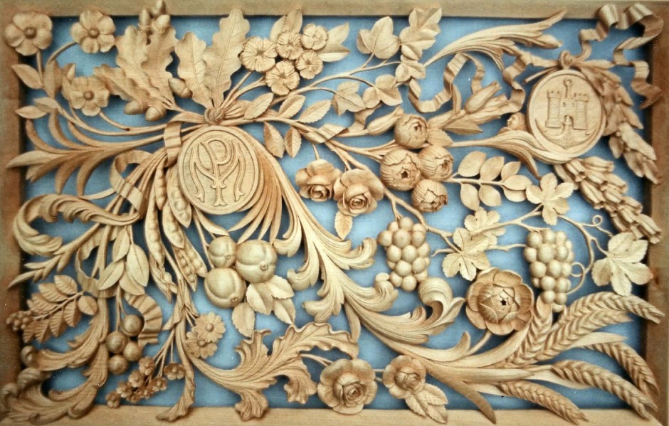 The Final Wall Plaque Featuring The Initials Of The Client - wall plaque pm mp wood carving