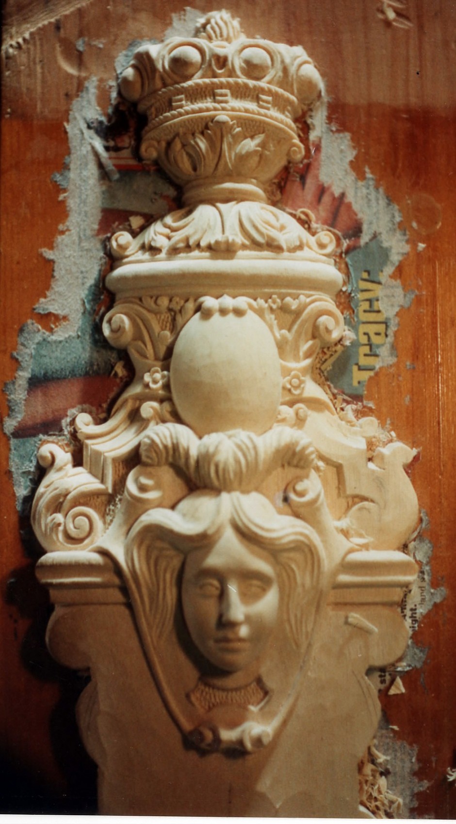 The wood carving in progress prior to bronze casti - wood carving bronze