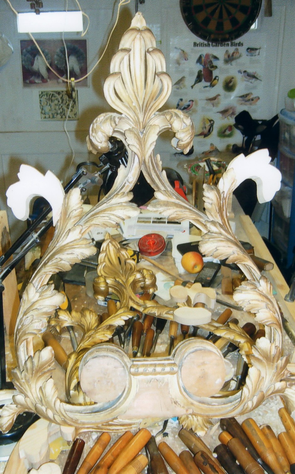 Thomas Chippendale Mirror Restoration in progress - Thomas Chippendale Mirror Restoration in progress carving