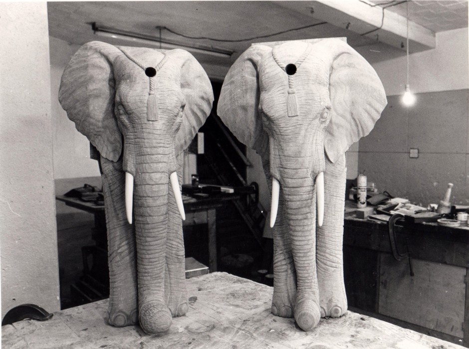 Two Of The Eight Elephant Style Table Legs - snooker table carving table legs