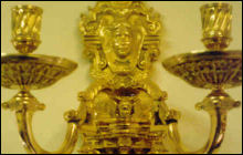 Wall Mounted Candle Holder carved in wood for Bronze Castings (finished in gold)