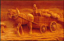 Rural View Frieze - Hand Carved panel featuring a horse and cart
